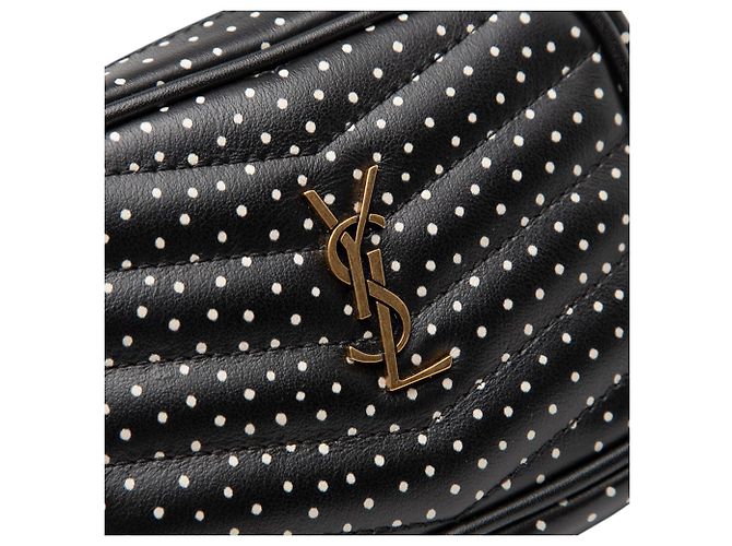 Bolsa de câmera Lou Monogram em couro de bezerro matelassado preto com estampa de bolinhas Saint Laurent - vista 8