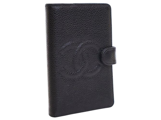 Agenda Notebook Chanel CC Caviar Nero - vista 3