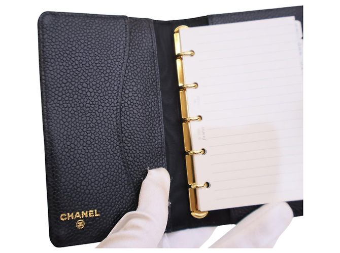 Agenda Notebook Chanel CC Caviar Nero - vista 5