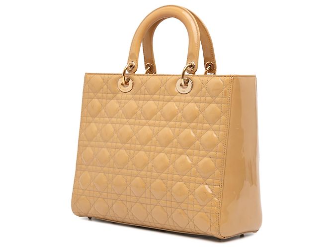 Dior Beige Large Patent Cannage Lady Dior - vista 2