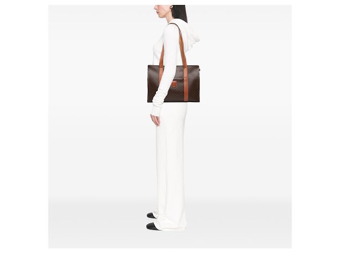 Céline Borsa tote in tela rivestita Macadam marrone Celine - vista 7