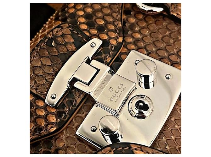 Bolso Gucci Lady Lock de python marrón Castaño - vista 2
