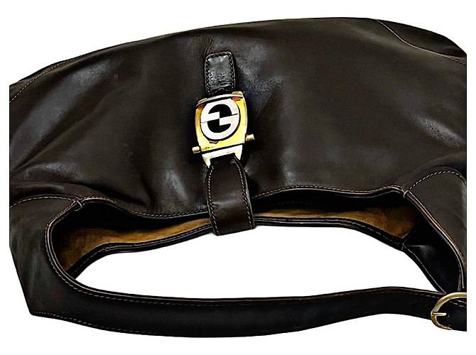 Borsa Gucci Jackie Bouvier in pelle marrone - vista 6