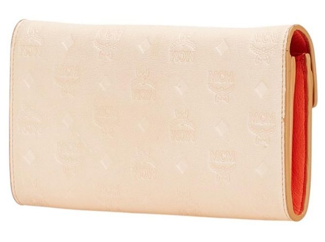 MCM Visetos Portafoglio a Catena in Pelle Beige Rosa - vista 2