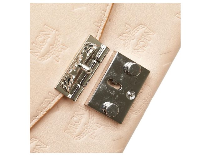 MCM Visetos Portafoglio a Catena in Pelle Beige Rosa - vista 6