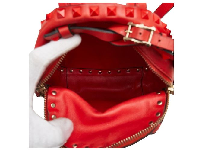 Sac à dos Valentino Rockstud en cuir rouge - vue 9