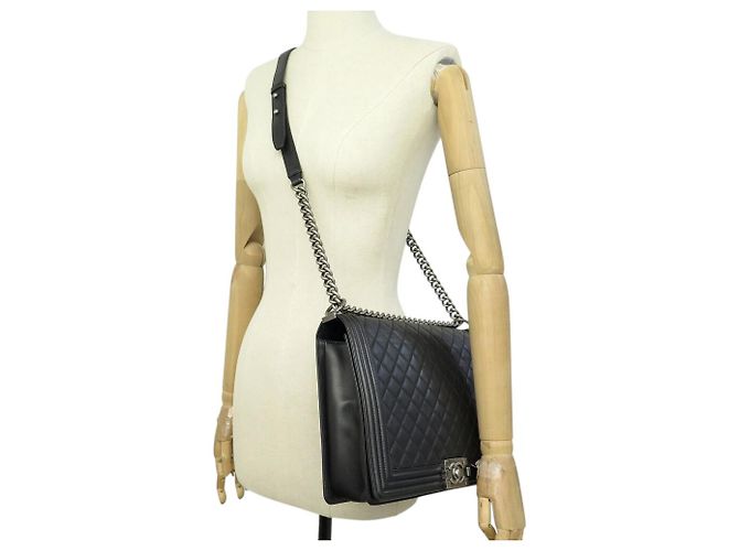 BORSA CHANEL BOY JUMBO IN PELLE NERA Nero - vista 9
