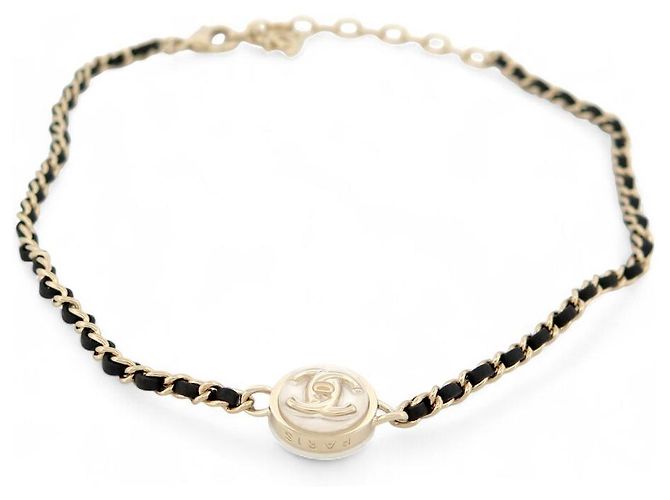NEUE CHANEL CC LOGO CHOKER HALSKETTE ABA006 2023 BOX BEUTEL Golden - Ansicht 3