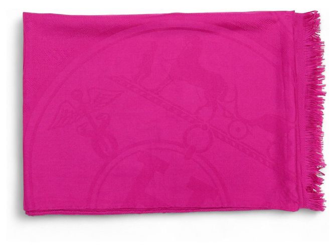 Hermès NEW HERMES SCARF NEW EX LIBRIS IN CASHMERE & SILK CASHMERE SHAWL Pink - view 3