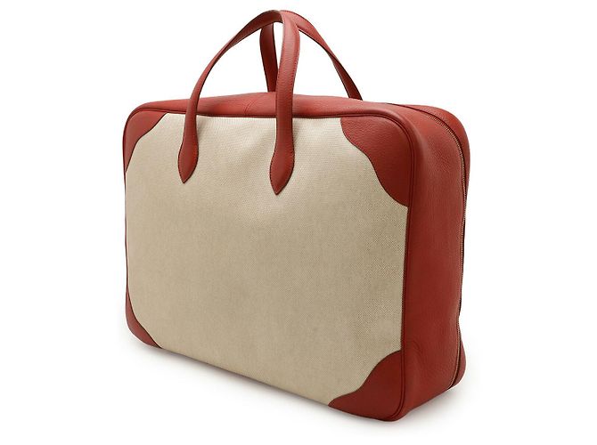 Hermès Hermes Victoria 50 Toilash Boston Bag Brown Beige - view 2