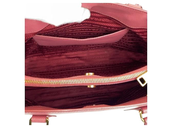 Bolsa tote de couro com logo triangular Prada Rosa - vista 10