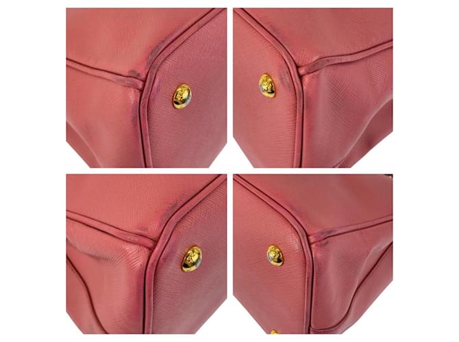 Bolsa tote de couro com logo triangular Prada Rosa - vista 3