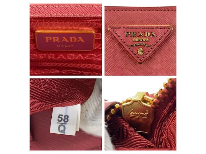 Bolsa tote de couro com logo triangular Prada Rosa - vista 4