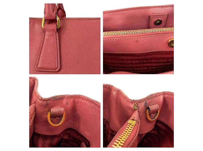 Bolsa tote de couro com logo triangular Prada Rosa - vista 5