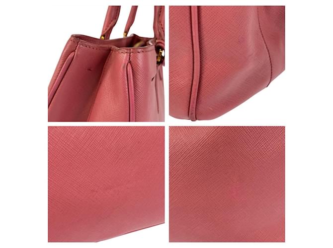 Bolsa tote de couro com logo triangular Prada Rosa - vista 6