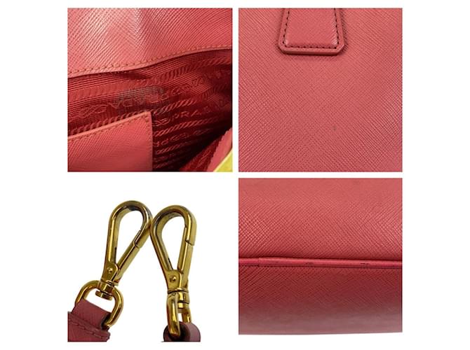 Bolsa tote de couro com logo triangular Prada Rosa - vista 7