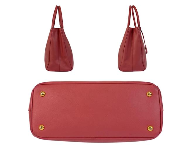 Bolsa tote de couro com logo triangular Prada Rosa - vista 9
