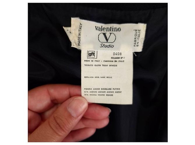 Valentino Garavani Valentino Studio schwarzes Wollkleid 1990er - Ansicht 4