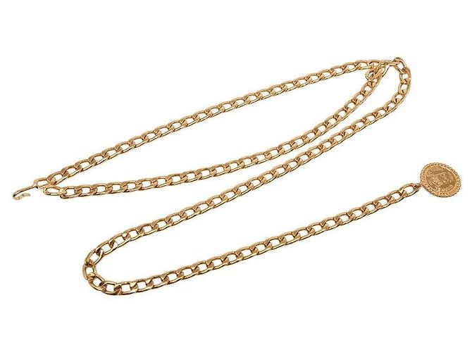 Chanel COCO Mark CAMBON Medaillon-Motiv Kettengürtel Golden Metallisch - Ansicht 2