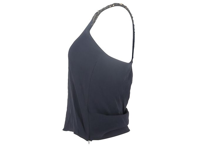 Top senza maniche Chloé con paillettes in seta nera Nero - vista 2