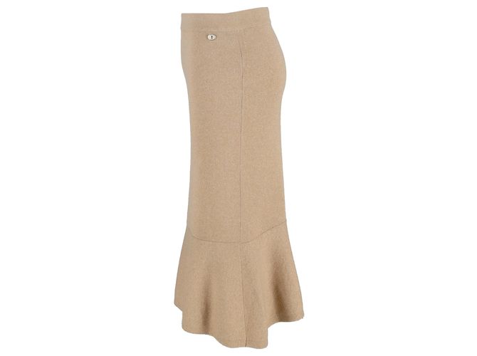 Timeless Falda midi acampanada Chanel en cachemira dorada Dorado - vista 2