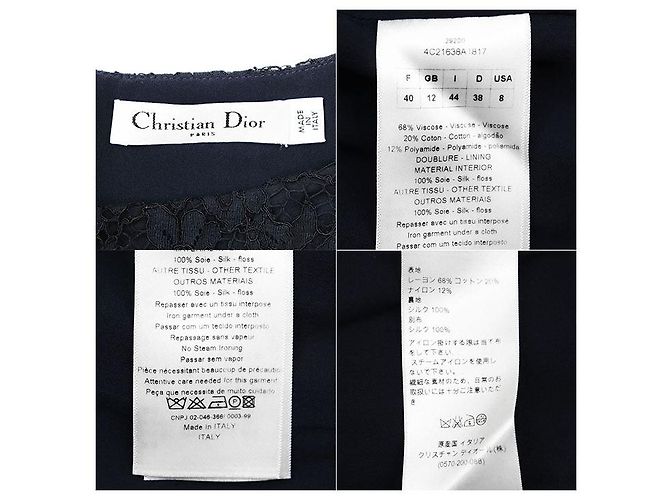 Christian Dior Blumen Spitzenkleid Blau Marineblau - Ansicht 10