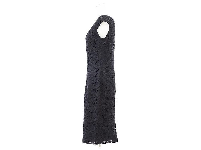 Christian Dior Blumen Spitzenkleid Blau Marineblau - Ansicht 12