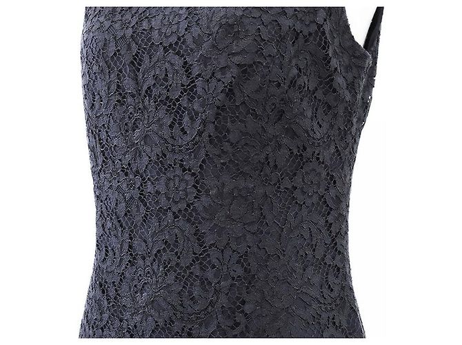 Christian Dior Blumen Spitzenkleid Blau Marineblau - Ansicht 3