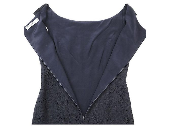 Christian Dior Blumen Spitzenkleid Blau Marineblau - Ansicht 7