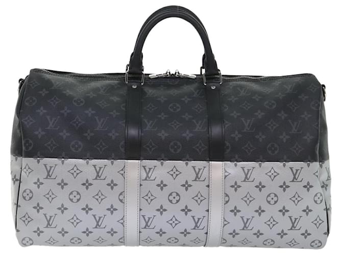 Borsa Keepall Bandoulière Louis Vuitton Monogram Eclipse Split Canvas 50 Nero - vista 2