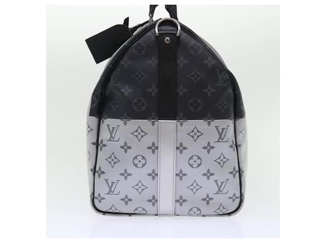 Borsa Keepall Bandoulière Louis Vuitton Monogram Eclipse Split Canvas 50 Nero - vista 3