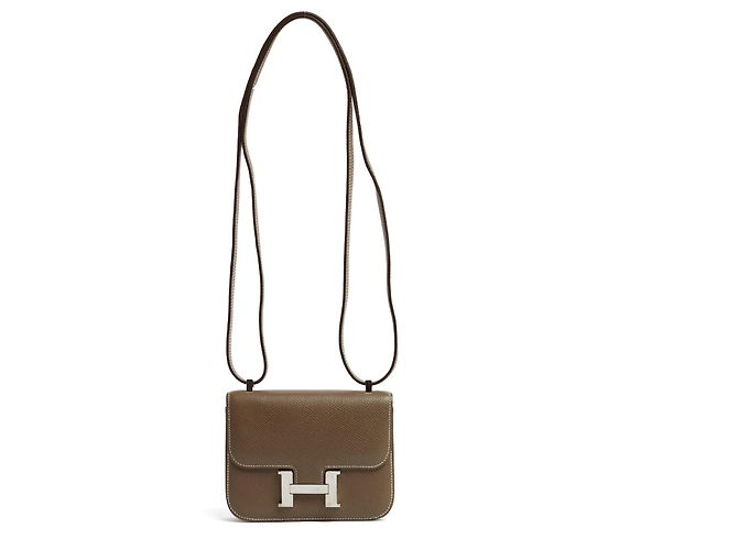 Hermès 2011 Borsa Constance 14 Micro Etoupe Pelle Epsom Argento HDW Taupe - vista 2