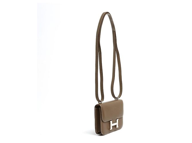 Hermès 2011 Borsa Constance 14 Micro Etoupe Pelle Epsom Argento HDW Taupe - vista 3