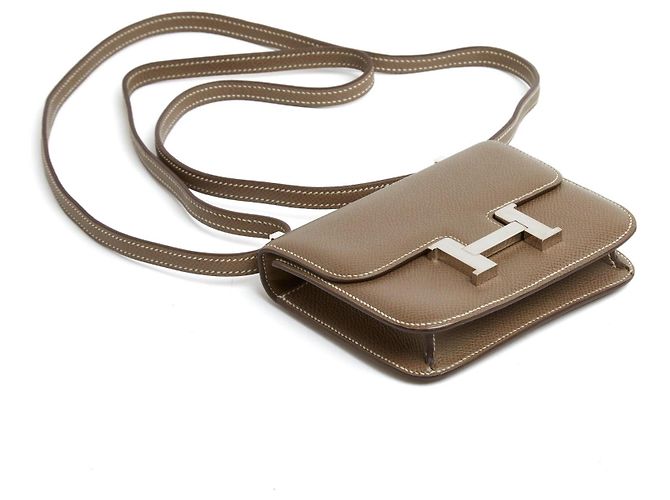 Hermès 2011 Borsa Constance 14 Micro Etoupe Pelle Epsom Argento HDW Taupe - vista 6