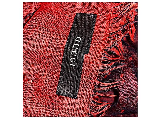 Sciarpa Gucci Tom Ford Monogramma GG Rossa e Viola in Lana Rosso Porpora - vista 7