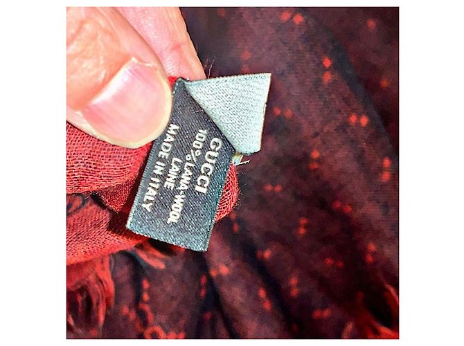 Sciarpa Gucci Tom Ford Monogramma GG Rossa e Viola in Lana Rosso Porpora - vista 8