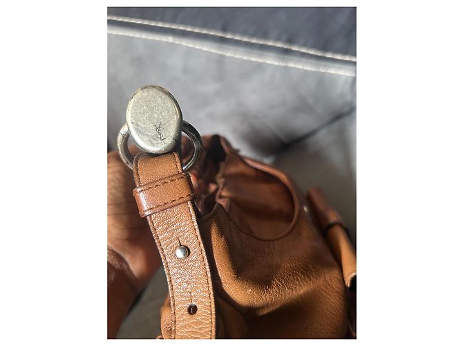 Borsa Yves Saint Laurent Mombasa in pelle marrone - vista 7
