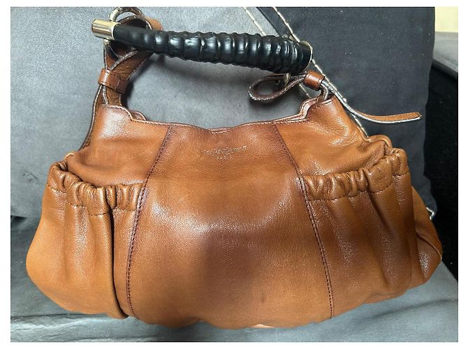 Borsa Yves Saint Laurent Mombasa in pelle marrone - vista 8