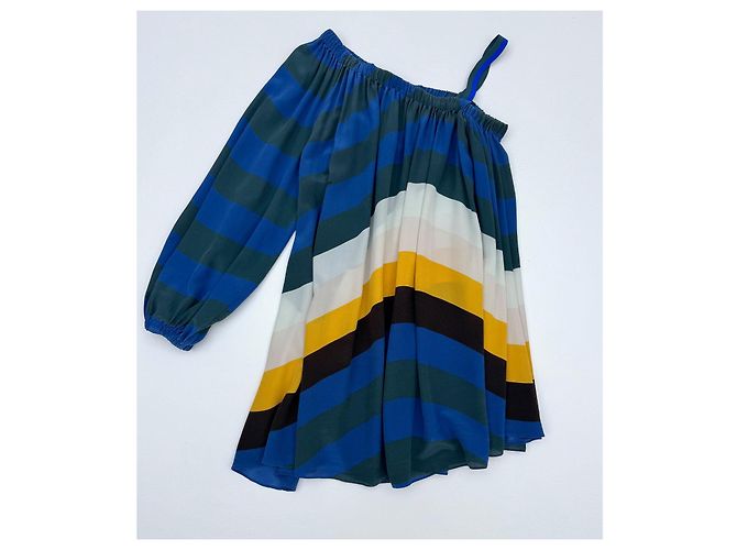 Fendi Mini-Kleid aus Seide mit Wellenmuster Mehrfarben - Ansicht 2