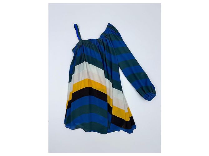 Fendi Mini-Kleid aus Seide mit Wellenmuster Mehrfarben - Ansicht 3