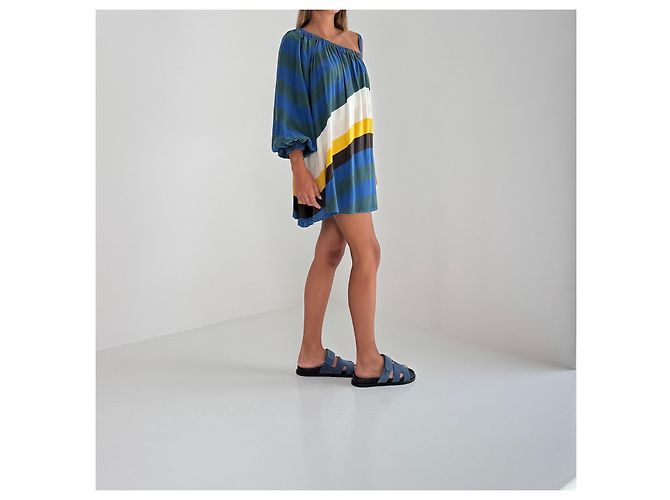 Fendi Mini-Kleid aus Seide mit Wellenmuster Mehrfarben - Ansicht 4
