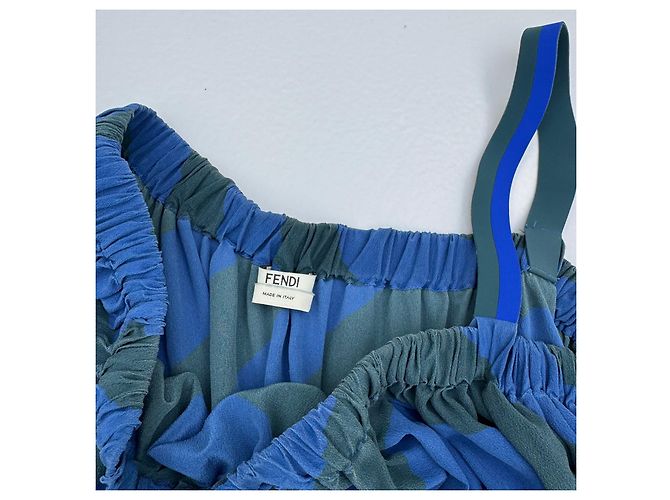 Fendi Mini-Kleid aus Seide mit Wellenmuster Mehrfarben - Ansicht 5