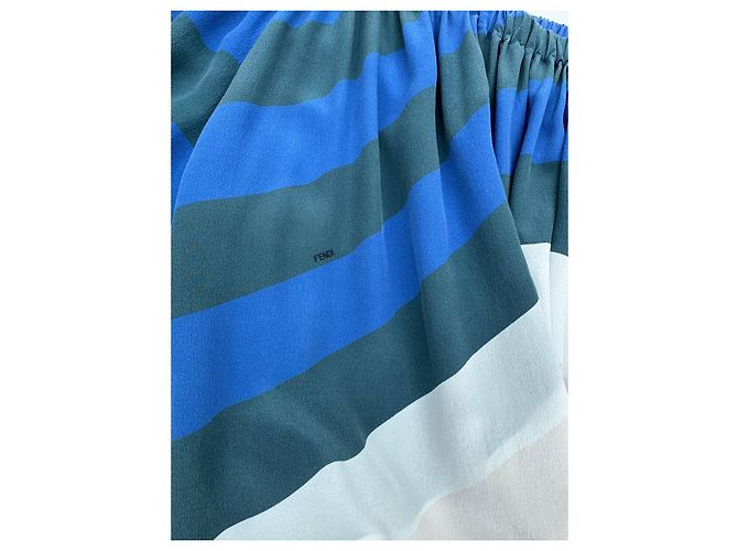 Fendi Mini-Kleid aus Seide mit Wellenmuster Mehrfarben - Ansicht 8