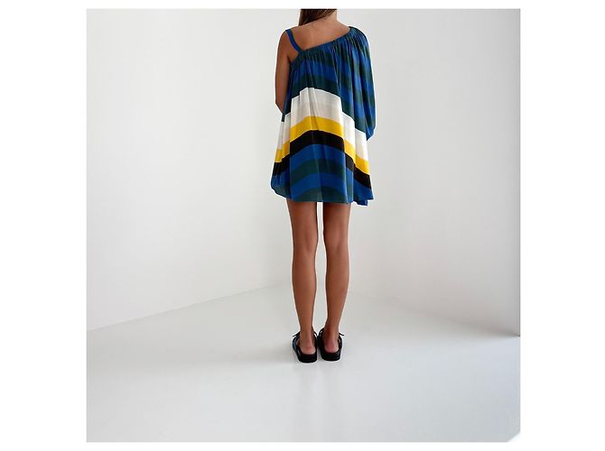 Fendi Mini-Kleid aus Seide mit Wellenmuster Mehrfarben - Ansicht 9