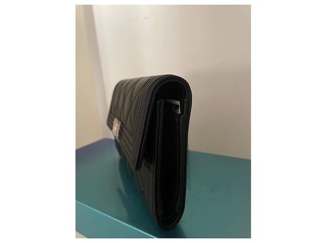 Cartera Chanel Boy Plateada Negro - vista 2