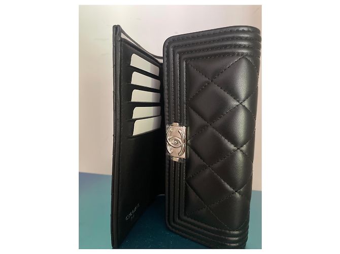 Cartera Chanel Boy Plateada Negro - vista 5
