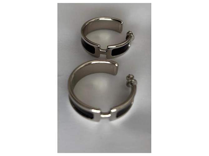 Orecchini Hermès Olympe Neri in Acciaio Nero Silver hardware - vista 3