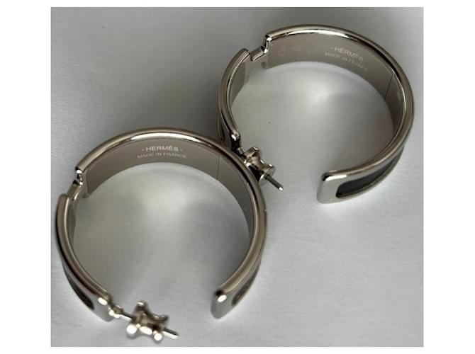 Orecchini Hermès Olympe Neri in Acciaio Nero Silver hardware - vista 5