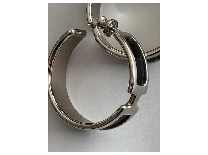 Orecchini Hermès Olympe Neri in Acciaio Nero Silver hardware - vista 7