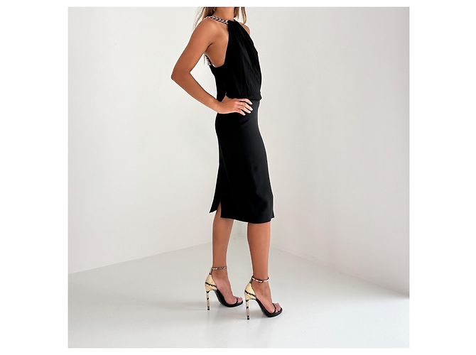 Vestido midi de seda con cadena Tom Ford negro - vista 4